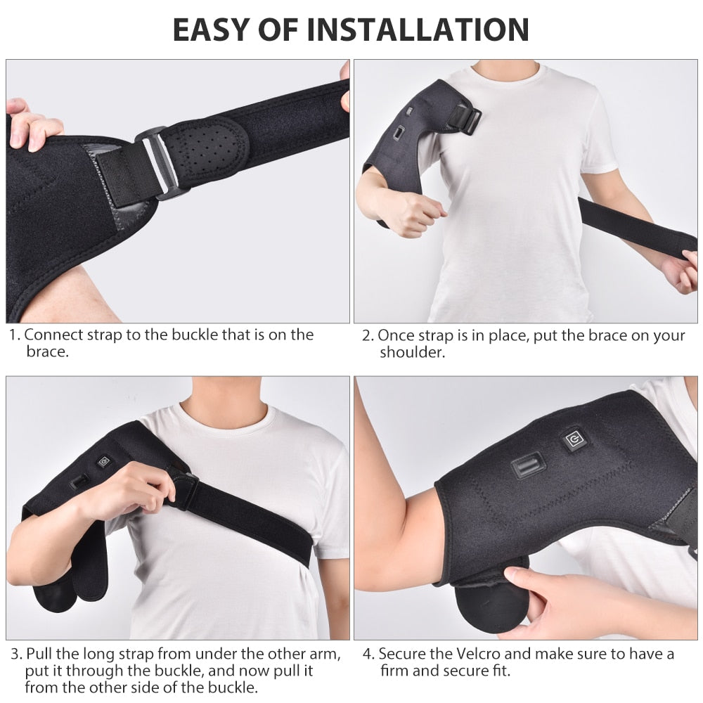 Electric Heat Adjustable Shoulder Brace Back Support Belt for Dislocated Shoulder Rehabilitation Injury Pain Wrap
