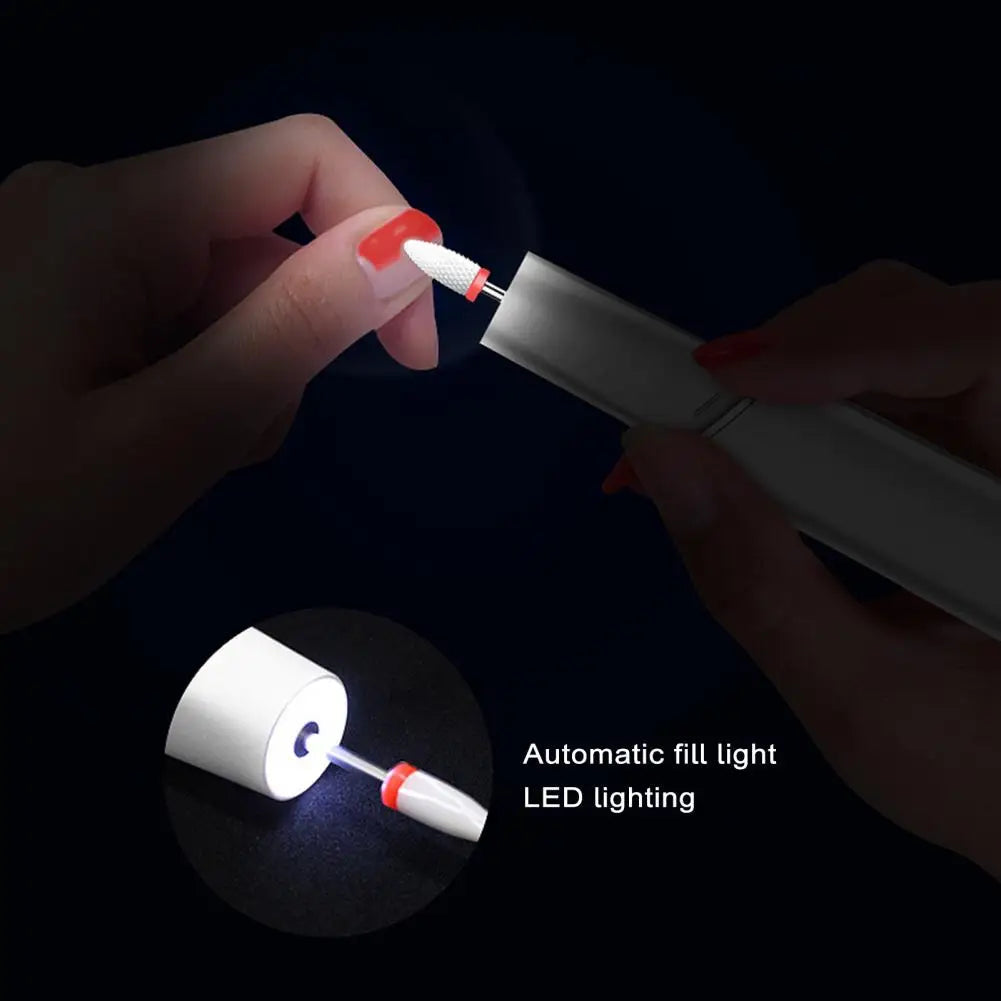 Electric Manicure Drill Set Wireless Rechargeable Nail Drill Low Noise Vibration 4 Speeds ABS Shell DIY Nail Polisher for Home
