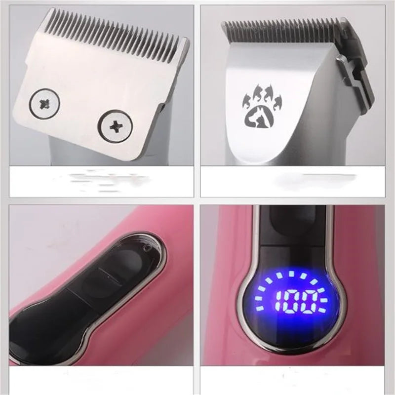 Professional Cordless Dog Grooming Clipper Heavy Duty Electric Pet Hair Trimmer Shear for Thick Coats Large Dog Shaver Scissor