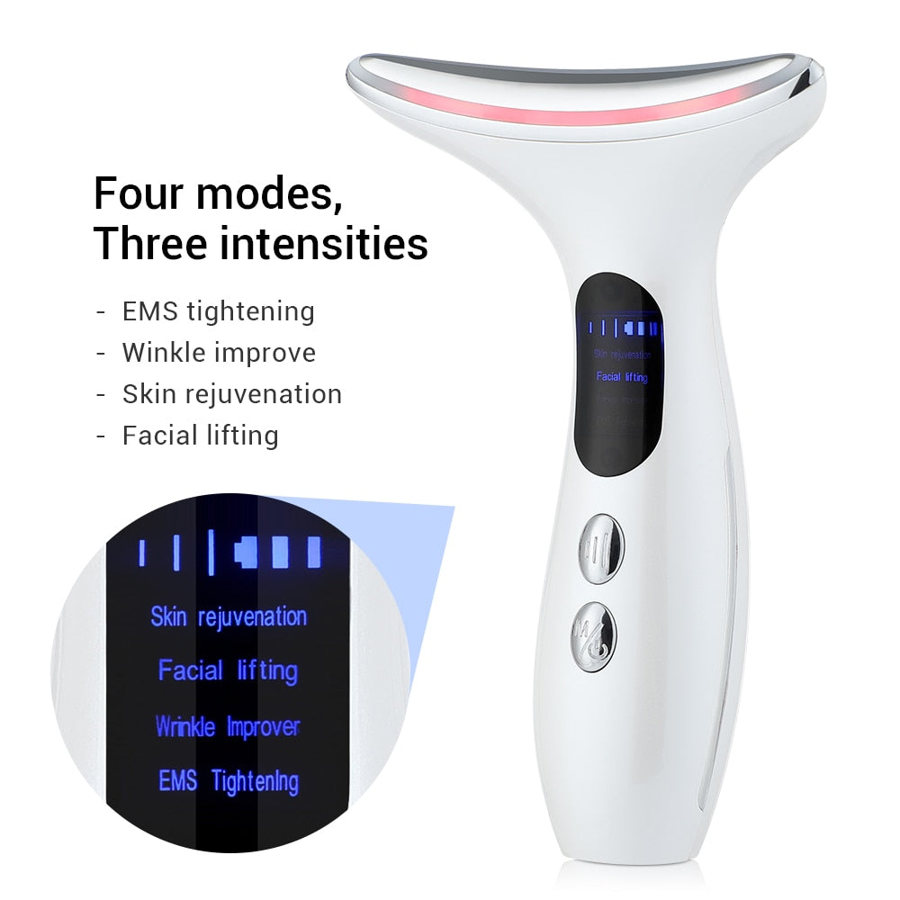 EMS Face Lifting Neck Tightening Skin Care Red Light IPL Rejuvenation Beauty Anti-wrinkle Face Massager Device