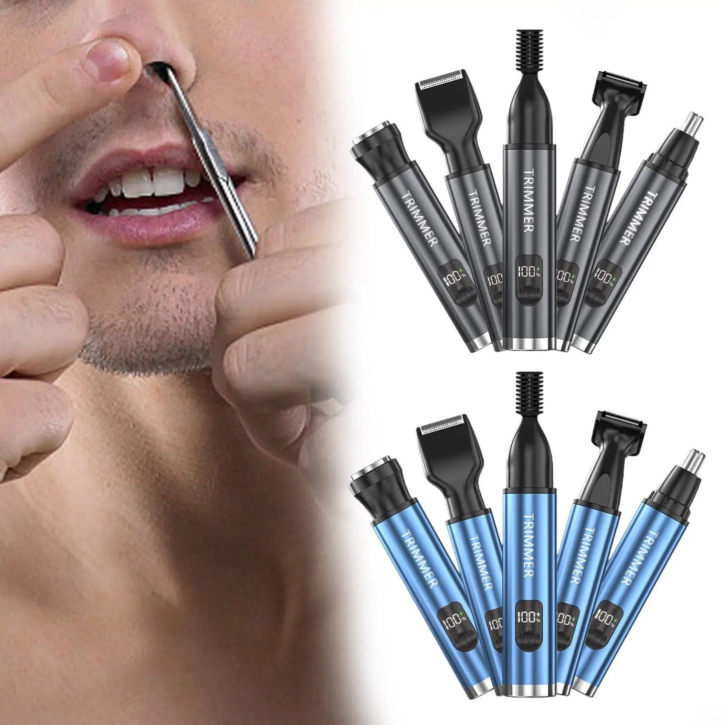Nose Hair Trimmer for Men Body Hair Removal Professional USB Rechargeable 5 in 1 Electric Shaver for Underarms Eyebrow Nose Ear