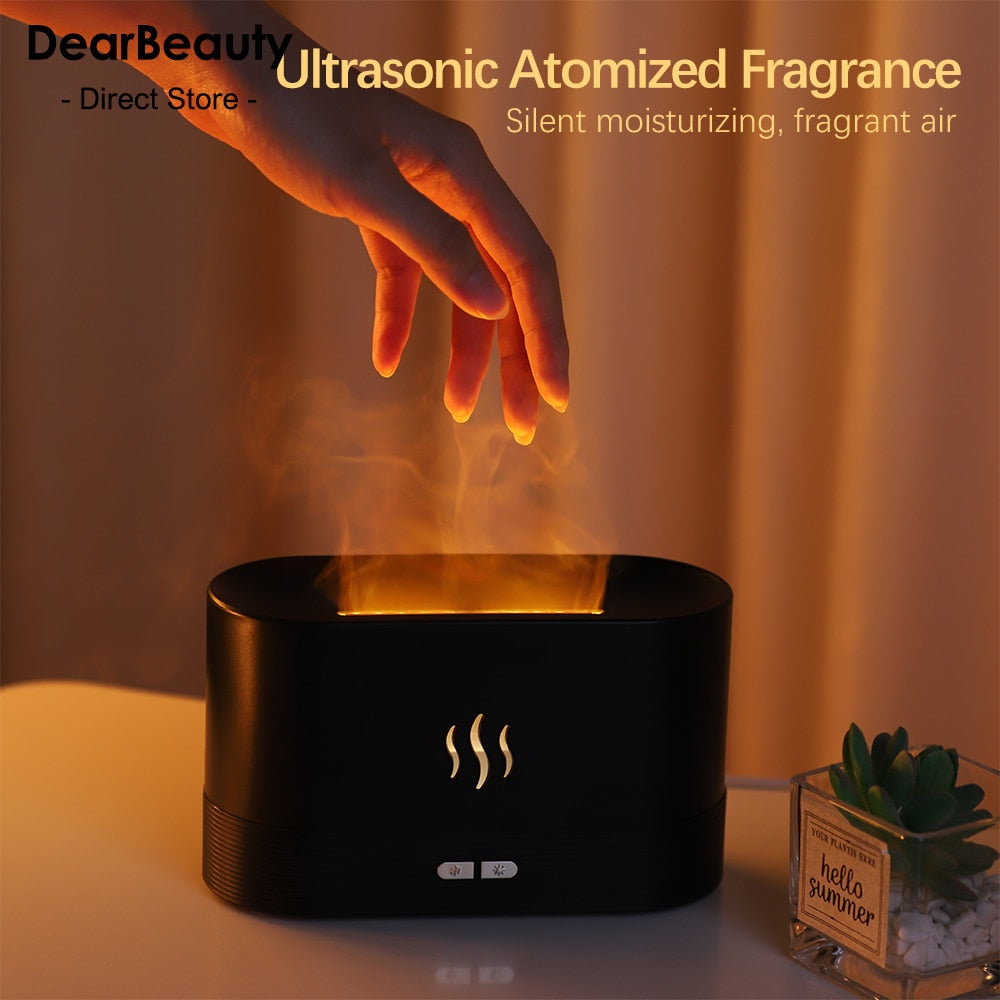 180ML Aroma Diffuser Air Humidifier Ultrasonic Cool Mist Maker Fogger Sooth Sleep Atomizer LED Flame Lamp Essential Oil Diffuser