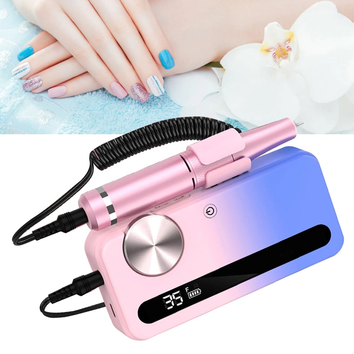 2 In 1 Electric Nail Drill Portable Rechargeable Professional Wireless Electronic Nail File Efile Gradient