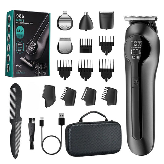 6 in 1 Multifunctional Grooming Kit Hair Clipper With Digital Display High Power Electric Shaver Nose Hair Trimmer