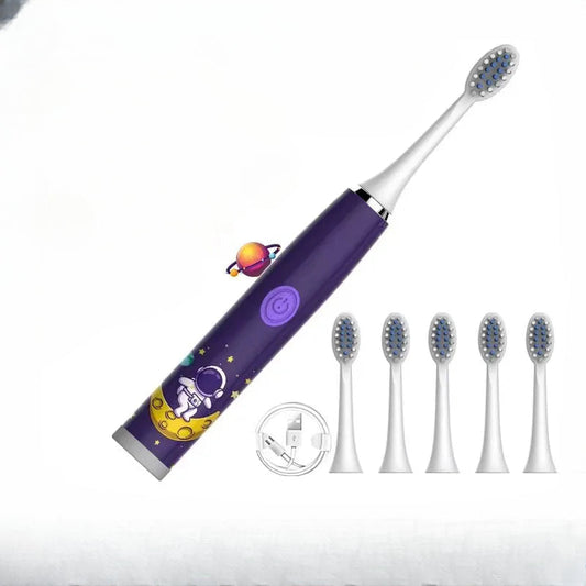 Kids Sonic Electric Toothbrush Colorful Cartoon For Kids Ultrasonic Soft Fur Automatic Waterproof With Replacement Heads