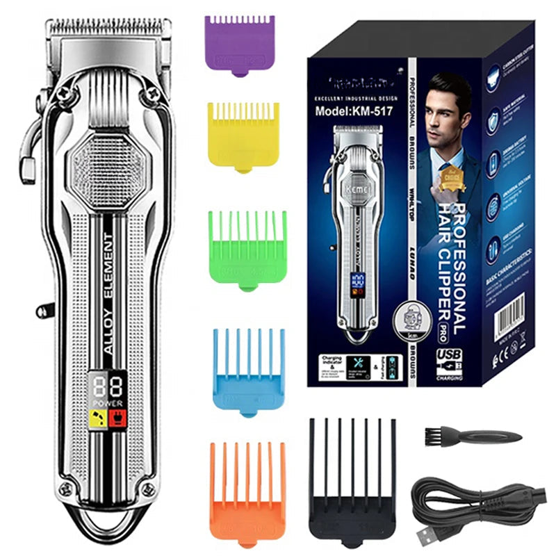 Professional Barber Electric Metal Housing Hair Clipper Rechargeable Hair Trimmer For Men Beard Hair Cutter Machine