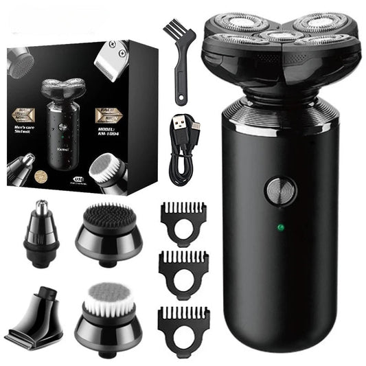 5 In1 Electric Shaver Men Beard Face Trimmer Nose Temple Mini Portable Skull Hair Cut Device Waterproof USB Charge Machine