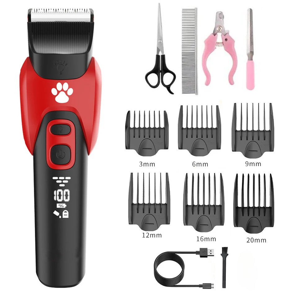 Electric Dog Clipper Dog hair Shaver With LED Light Pet Grooming Clippers For Large Dog Cat Haircut Trimmer Kits  Rechargeable