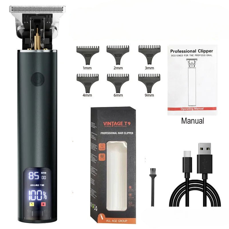 Men Haircut Machine Digital Display Type C Fast Charging Bald Hair Trimmer Clipper Professional Barber Scissors