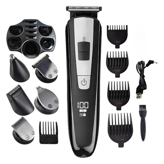 5 In 1 Rechargeable Electric Hair Clippers For Men Beard Nose Ear Trimmer Digital Display Haircut Machine Barber Shaver Cutting