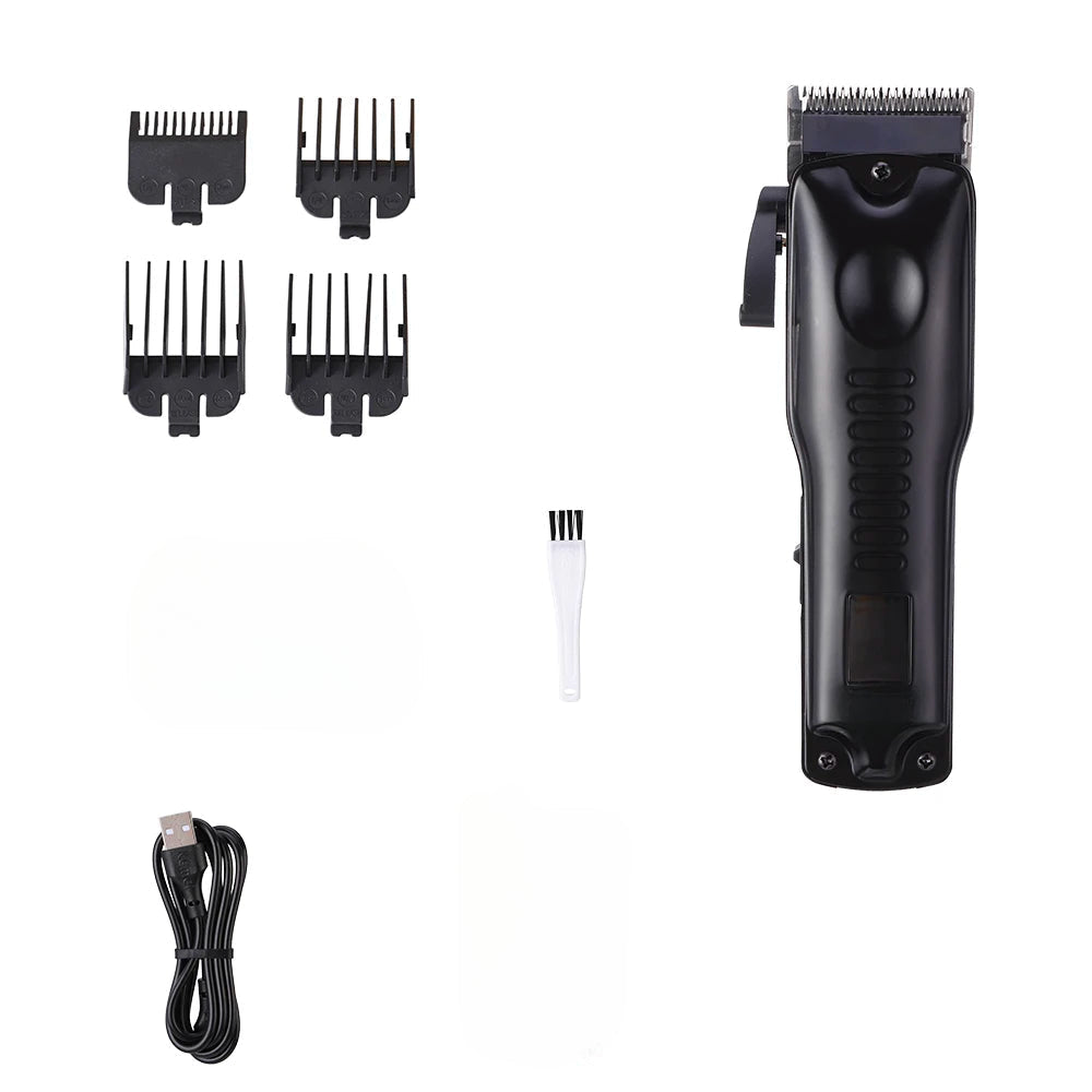 8W Barber Hair Clipper Fade Blade Hair Trimmer Men Rechargeable Cordless Electric Taper Hair Cutting Machine LCD Display
