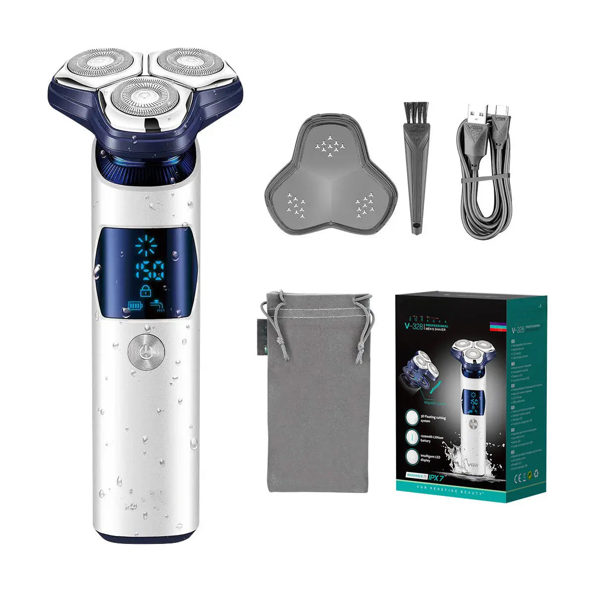 Floating Rotary Blades Shaving Machine Rechargeable Professional Electric Shaver for Men