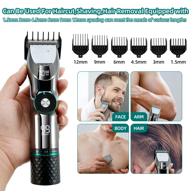 Hair Clipper Mens Beard Face Body Trimmer Professional Cordless Rechargeable Hair Cutter Kit Barber Shop Strong Power Clipper