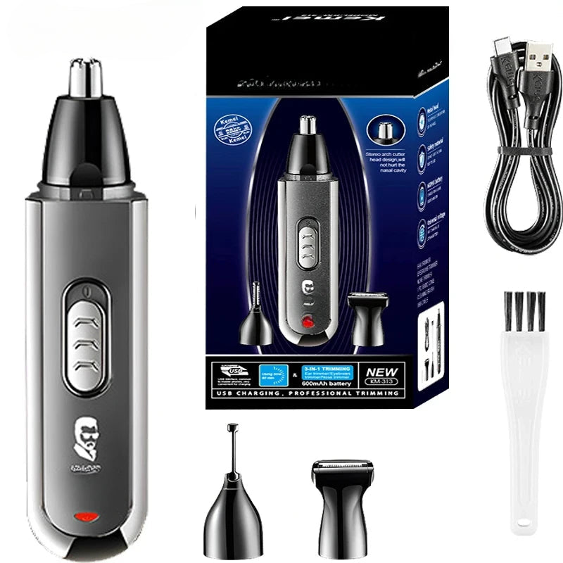 Professional Electric Nose Hair Trimmer 3 In 1 Sideburns Knife Head Eyebrow Trimming Nose Hair Shaver Nose Hair Trimmer