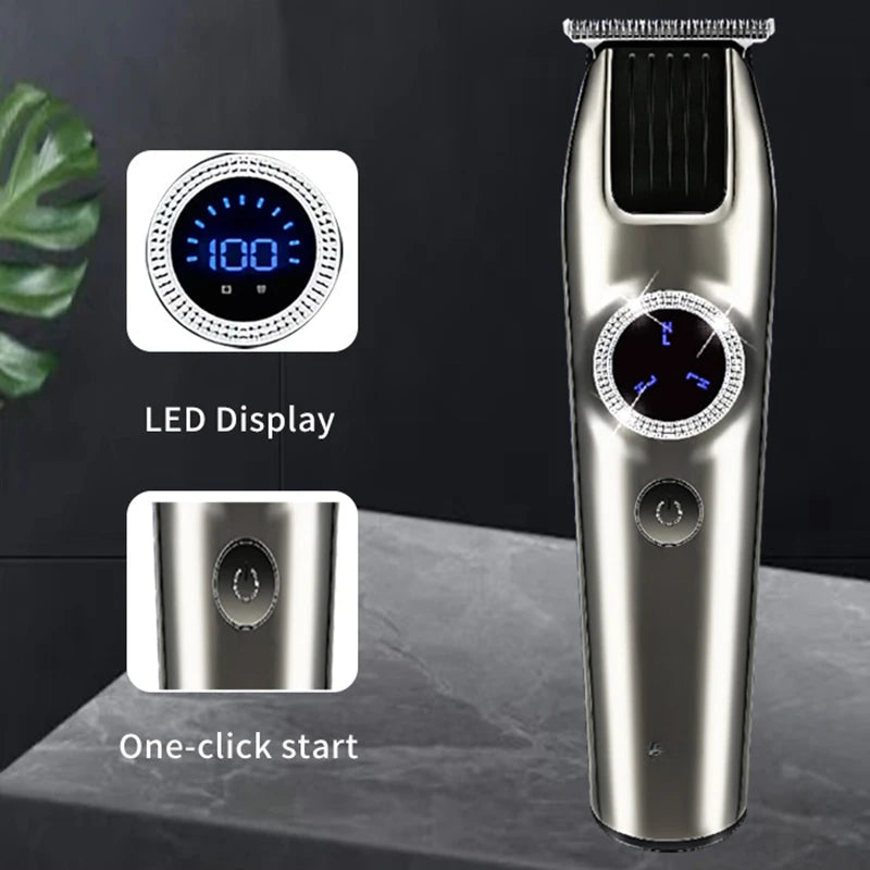Professional Men Hair Clippers LED Display 0mm Bald Head Hair Trimmer 2 Speeds Electric Hair Cutting Machine Rechargeable