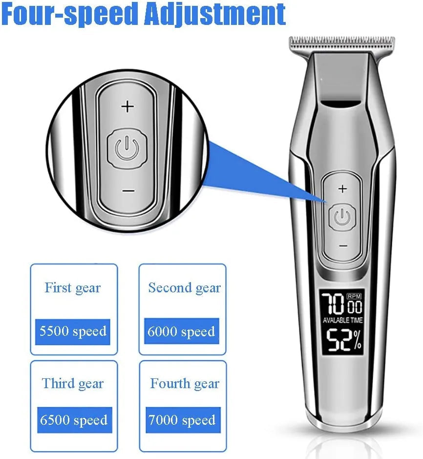 Professional Hair Clipper Beard Trimmer for Men Adjustable Speed LED Digital Hair Clipper Carving Clippers Electric Razor