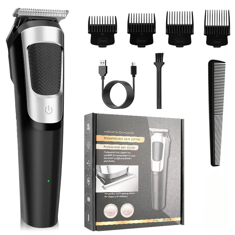 Professional Men's Hair Clipper Retro Oil Head Hair Cutting Gallery Carving Pusher USB Hairdresser for Men Barber