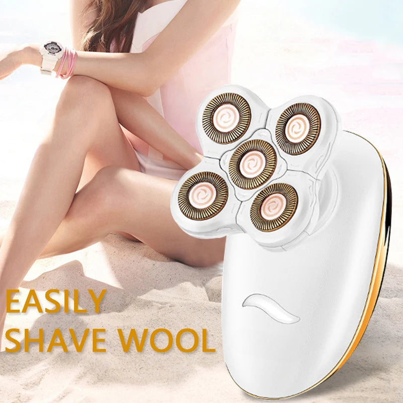 3 In 1 Lady Electric Shaver Painless Electric Hair Removal for Women Body USB Rechargeable with 5 Cutting Razor Blades