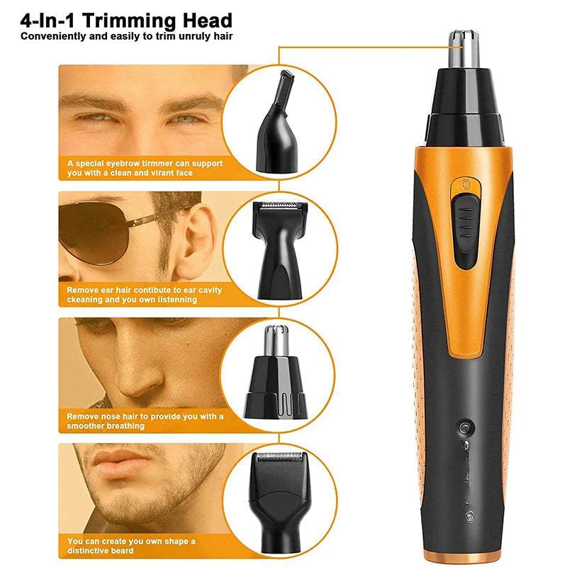 4 in 1 Nose Hair Trimmer for Men Beard Sideburn Eyebrow Trimmer for Facial Stubble Rechargeable Men's Grooming Kit