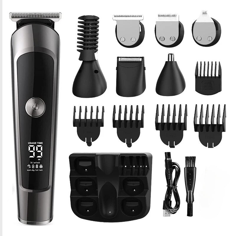 6 in 1  Professional Hair Clipper Facia Body Nose Trimmer Washable IPX7 Electric Hair Cutting Beard Haircutter Machine