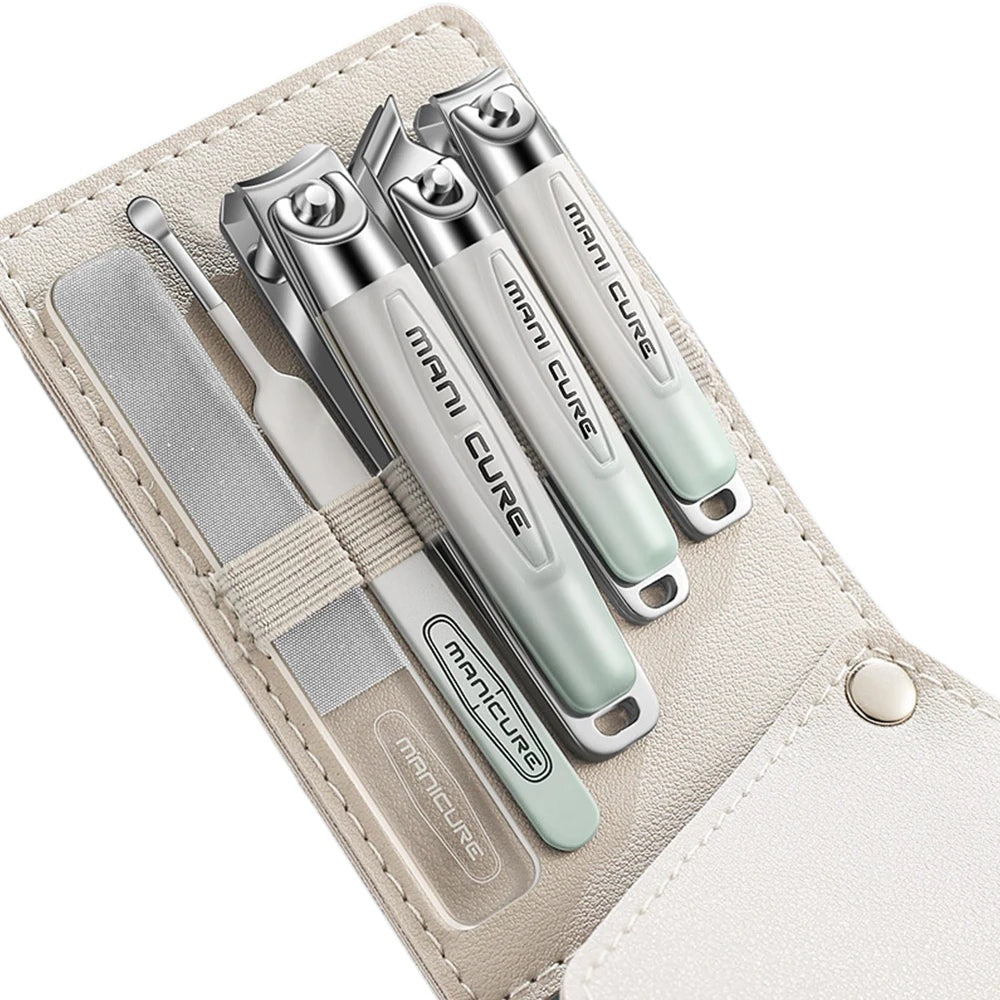 5pcs/pack Nail Clipper Kit Stainless Steel Nail Nippers Earpick Ear Spoon Nano Nail File Portable Manicure Tool Accessories