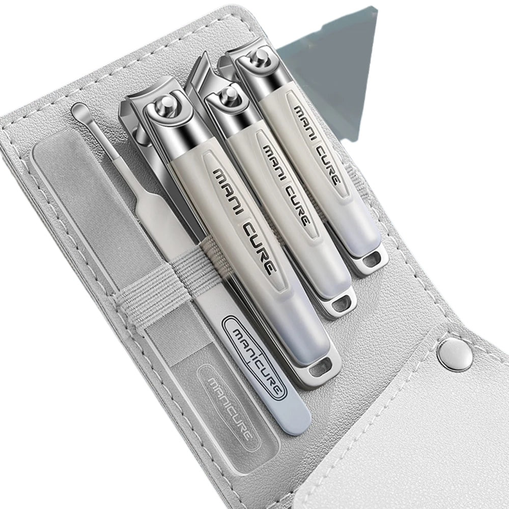5pcs/pack Nail Clipper Kit Stainless Steel Nail Nippers Earpick Ear Spoon Nano Nail File Portable Manicure Tool Accessories