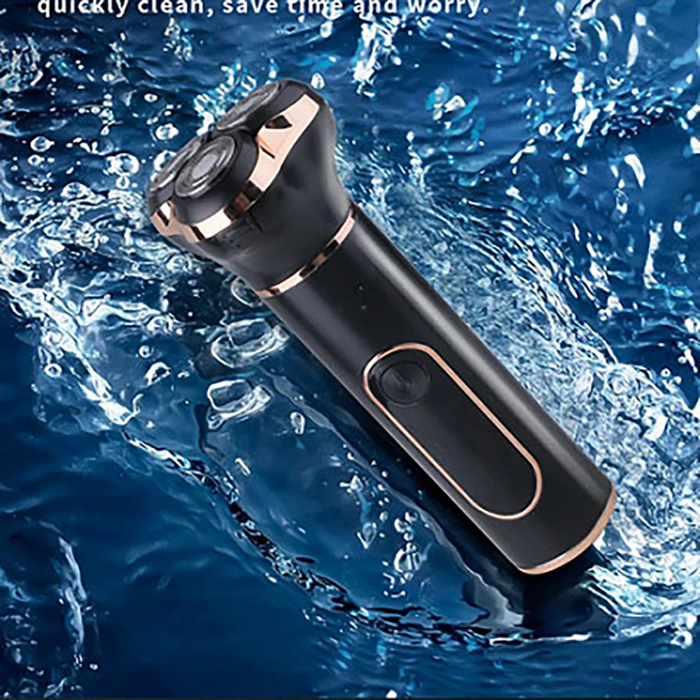 Electric Shaver Rechargeable Wet Dry Use Razor IPX7 Waterproof Mini Shaving Machine for Men 3D Rotary Sharp Blade