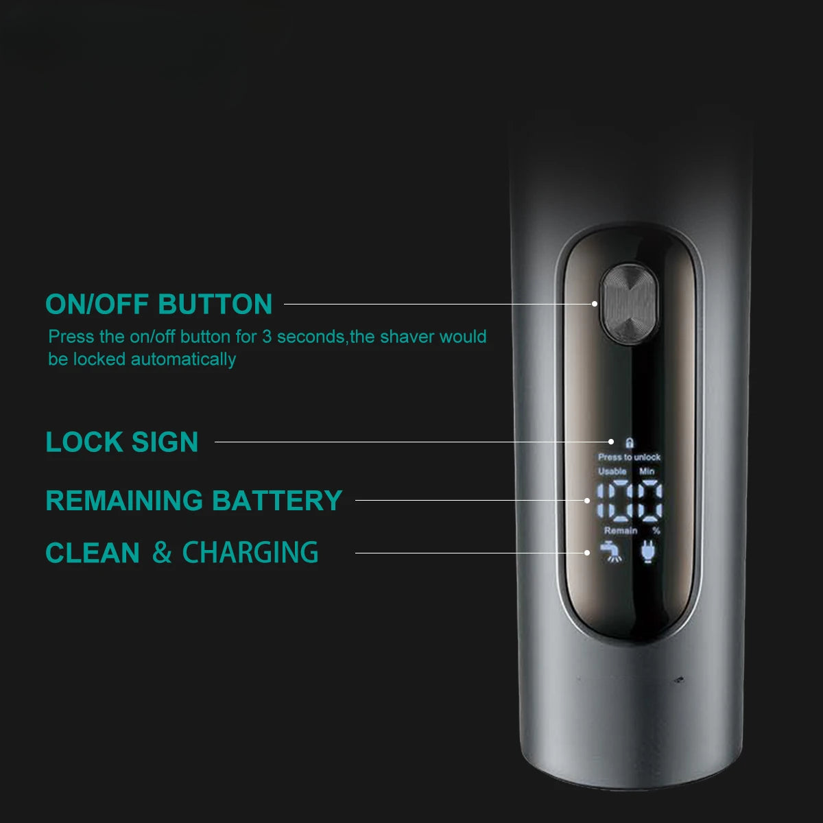 Beard Trimmer Professional Razor Waterproof Beard Shaver Reciprocating Hair Trimmer Digital Display Shaver for Men