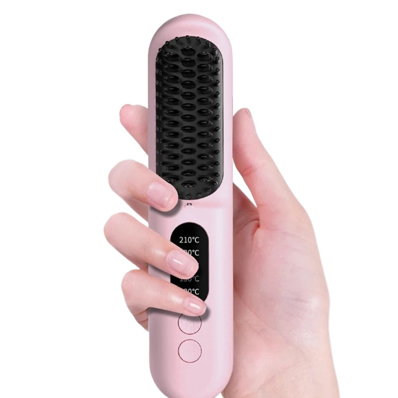 Wireless Hair Straightener Brush Fast Heated Straightener Brush Negative Ions Hair Curler Portable Heating Comb Easy To Use