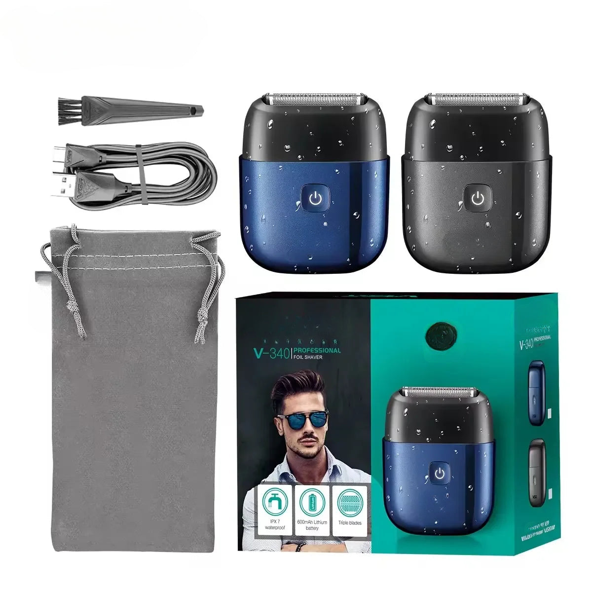 Hair Trimmer Professional Waterproof Travel Mini Beard Trimmer IPX7 Portable Reciprocating Foil Trimmer for Men