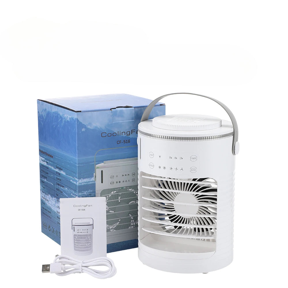 Spray Cooling Fan Household Desktop Small Water Cooling Massager Portable Air Outdoor Office With Ambient Light for Summer