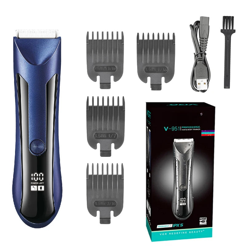 Waterproof Groin Body Pubic Beard Hair Trimmer for Men&Women Electric Ball Shaver & Body Groomer Rechargeable Ceramic Blade