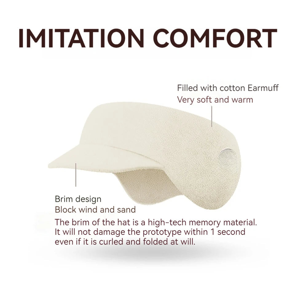 Earmuffs with Brim Cycling Running Bicycle Ski Double Layer Ear Warmer Plush Windproof Headwear Soft Warm Sports Headband Women