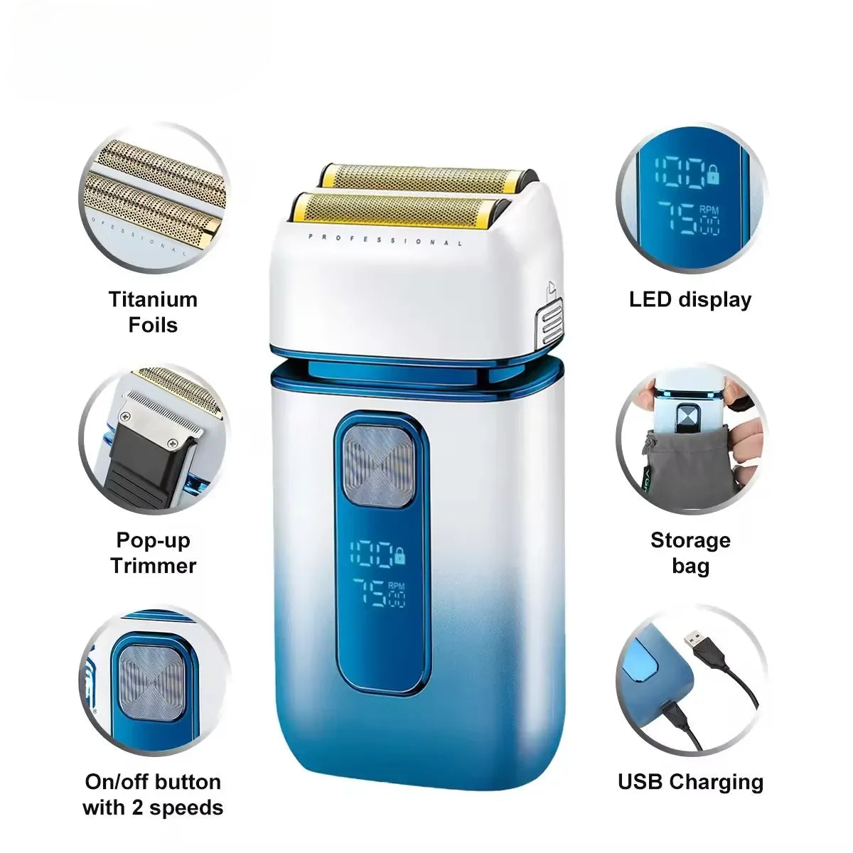 Professional Reciprocating Household Functional USB Rechargeable Full Body Waterproof Electric Full Trimmer