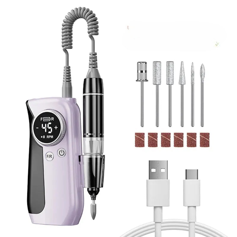 45000RPM Nail Drill Electric Nail Sander With HD LCD Display Rechargeable Manicure Machine Electric Nail File For All Gel