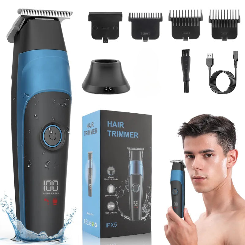 Professional Electric Hair Clipper LCD Digital Display Hair Trimmer for Men Barber Engraving Hair Cutting