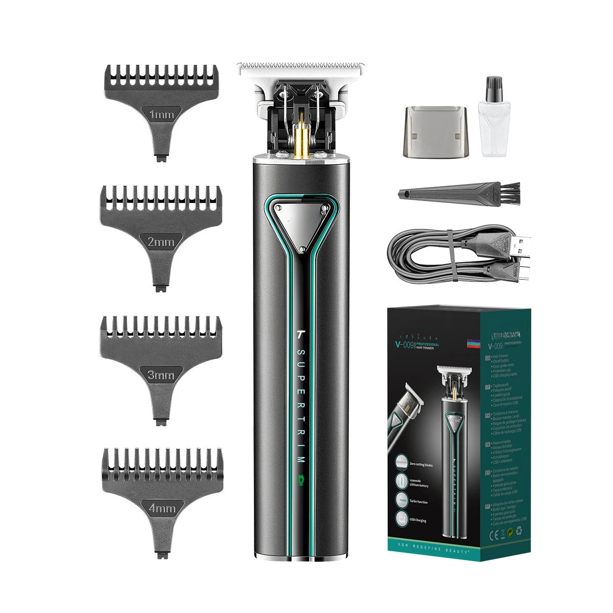 T9 Hair Clipper Metal Hair Trimmer Professional Beard Shaver Rechargeable Haircut Machine Cordless Trimmer for Men