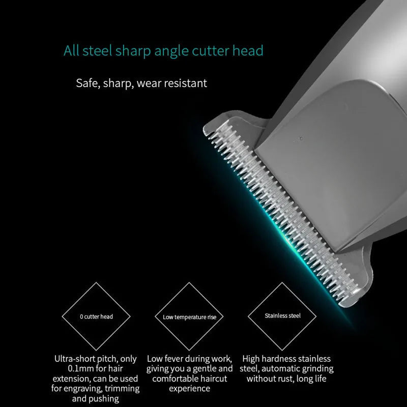 Professional Waterproof Hair Trimmer Display Men's Hair Clipper Grooming Low Noise Clipper Titanium Ceramic Blade Adult