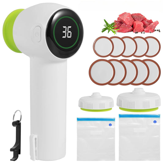 Mason Jar Vacuum Sealer Kit 1200mah Jar Vacuum Sealer with Display Portable Electric Mason Jar Sealer Multifunctional Vacuum