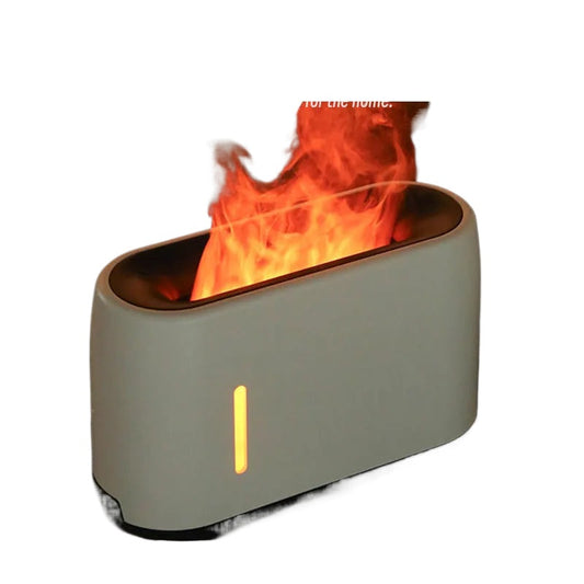 Simulated Flame Diffuser Humidifier 240ml Colorful Light Cool Mist Fogger with Waterless Auto-Off Protection for Home Room