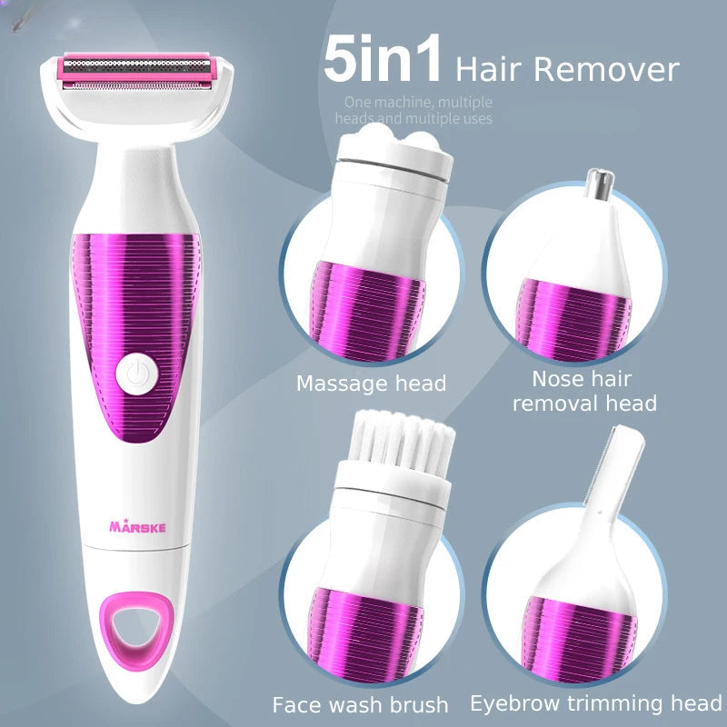 5 in 1 Portable Electric Hair Removal Women Epilator Painless Lady Shaver Private Shavers Body Depilator USB Recharge