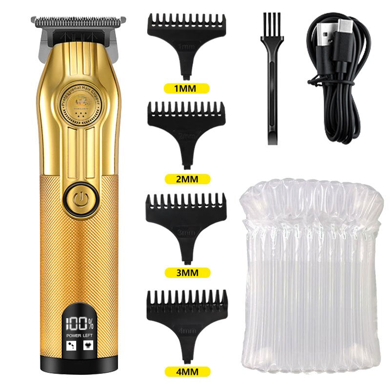 Professional Hair Trimmer Gold Clipper For Men Rechargeable Barber Cordless Hair Cutting T Machine Hair Styling Beard Trimmer
