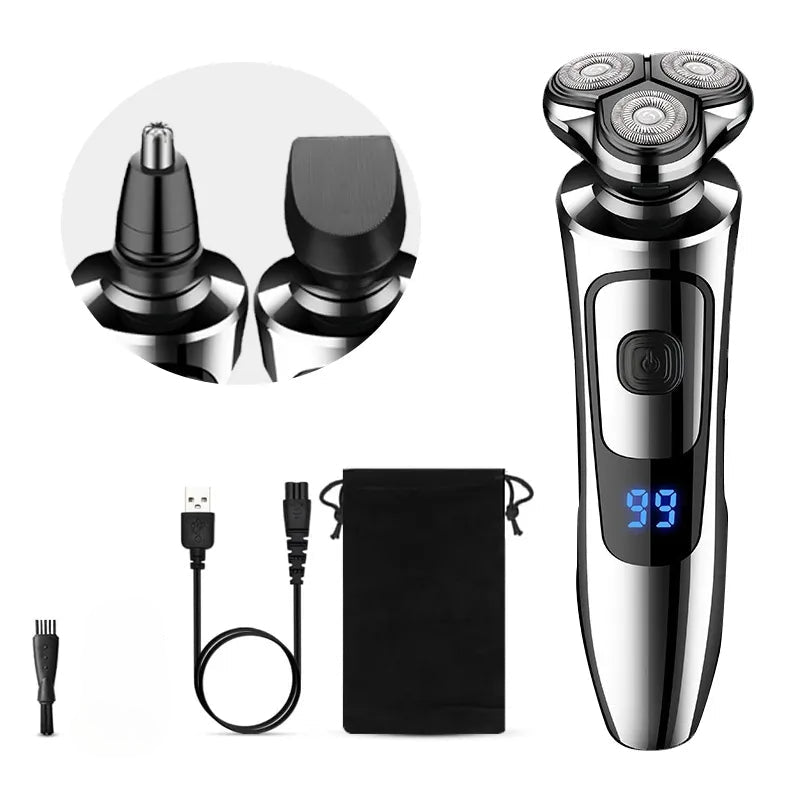 Electric Shaver Man Rechargeable Razor Shaving Knife Whisker Knife Household Portable Floating Three Tip Water Wash