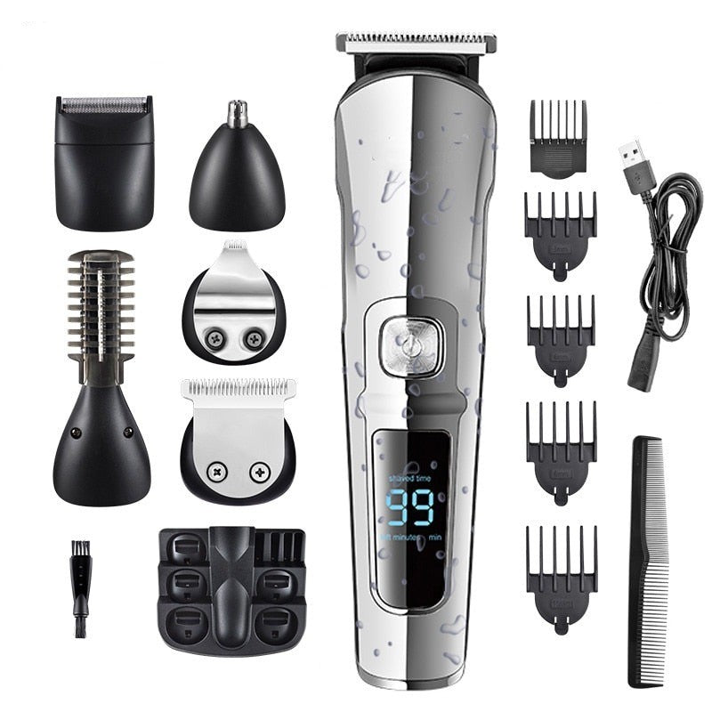 Professional Multifunction Beard Hair Trimmer Waterproof 6 In 1 Hair Clipper Electric Razor for Men Grooming  Kit