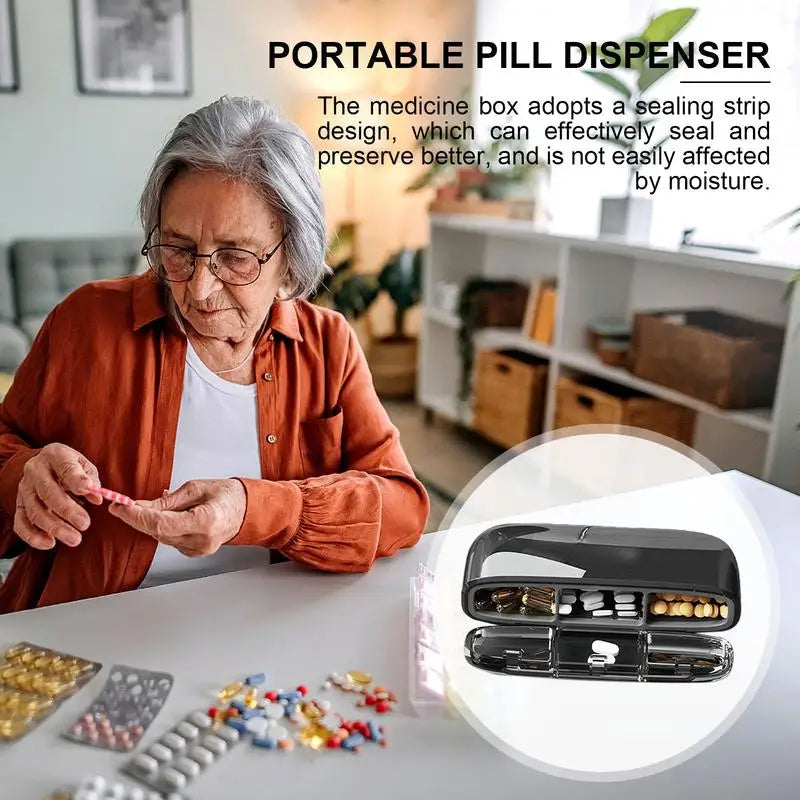 Portable Pill Dispenser Multi-Purpose Medicine Storage Organizer Daily Pill Storage Case Vitamin Fish Oil Supplements Pill Box