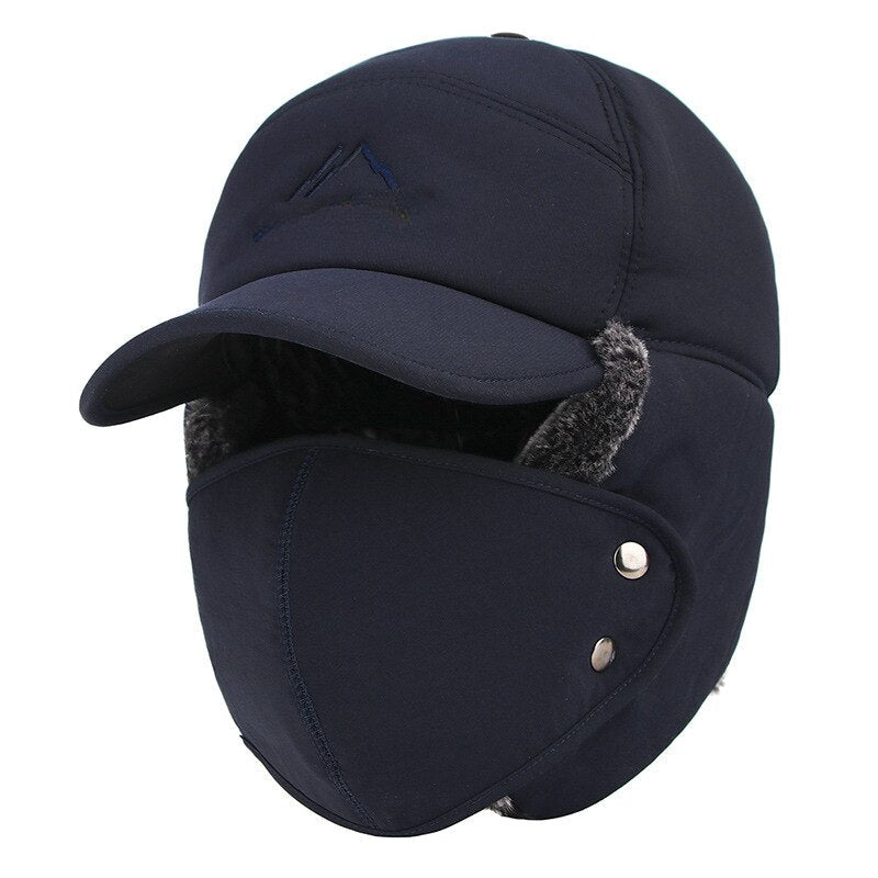 Men's Ear Protection Face Bomber Hats Thicker Plus Velvet Warm Women Winter Hat Outdoor Cycling Snow Male Bone Cap Ski Hat