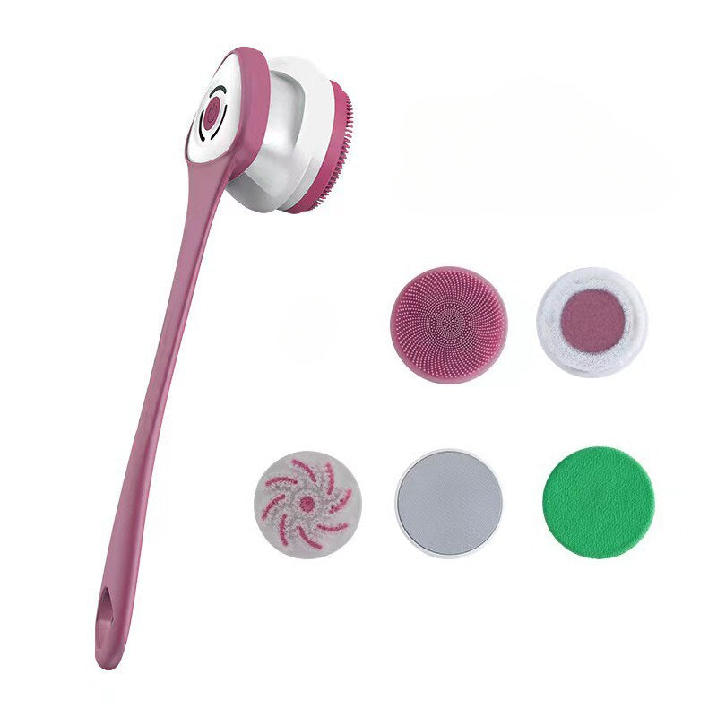 Electric Bath Brush Shower Cleaning Body Massage Brush Multifunctional Spinning Spa Brush Waterproof Long Handle Back Rubbing