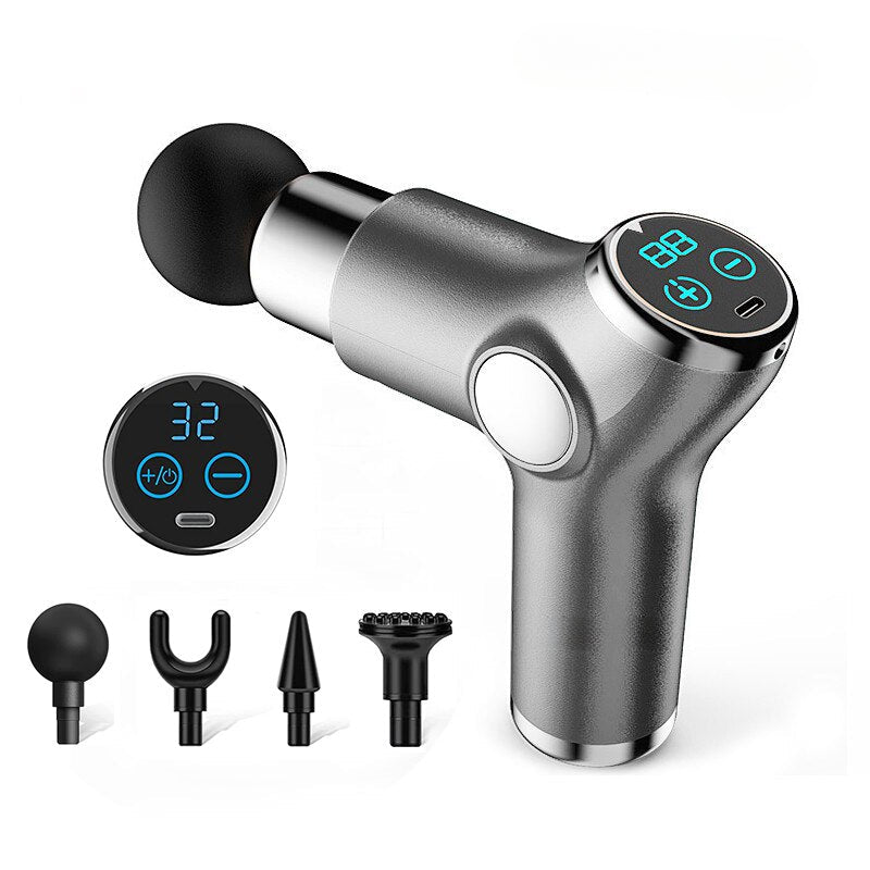 Mini LCD Massage Gun 32 Speed Touch Screen Deep Tissue Percussion Muscle Mini Massager Fascial Gun For Pain Relief Body Massage