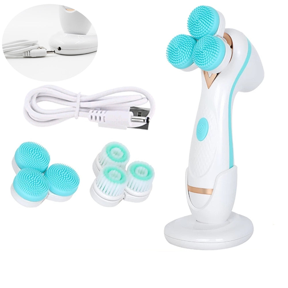 Waterproof Facial Brush Powered Facial Cleansing Spin Brush Electric Ultrasonic Face Cleaning Devices Mini 2 Cleanser Two Speed