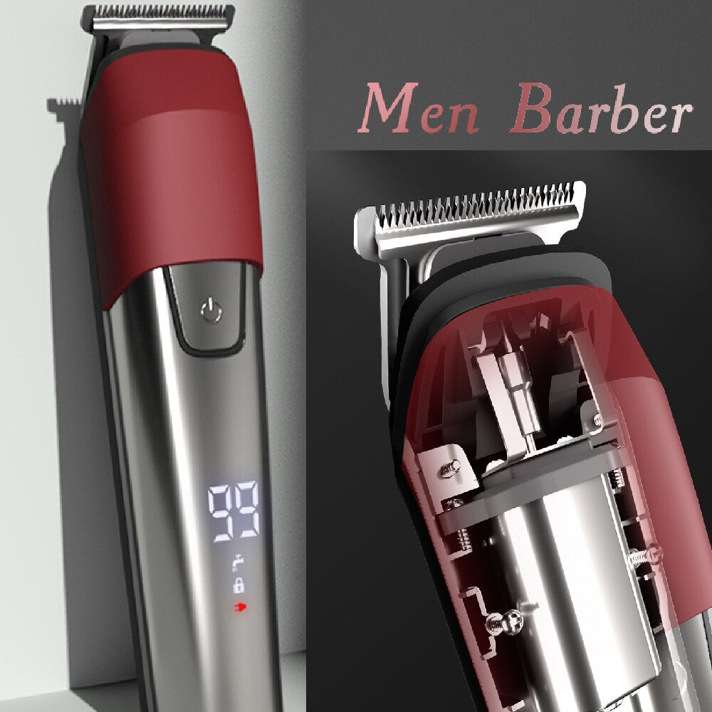 6 in 1 Electric Hair Clipper Hair Cutting Maching Wireless Trimmer Men Professional Clipper Machine Rechargeable Hair Cut Barber